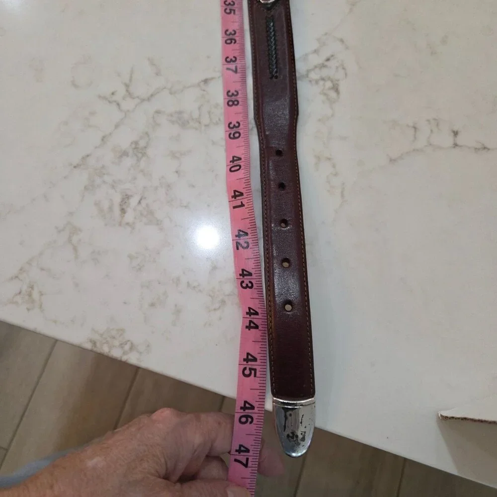 Onyx By Brighton Mens Size 42 Belt Brown & Black‎ Leather Golf Scenes Golf Belt